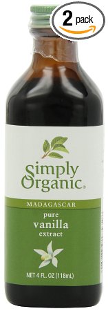 Simply Organic Pure Vanilla Extract Certified Organic, 4-Ounce Glass Bottles (Pack of 2)