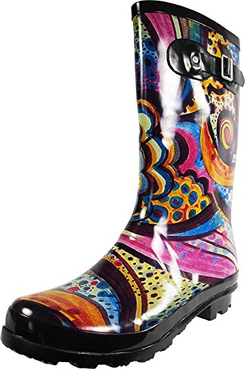 NORTY - Womens Hurricane Wellie Solid and Prints Gloss Mid-Calf Rainboot
