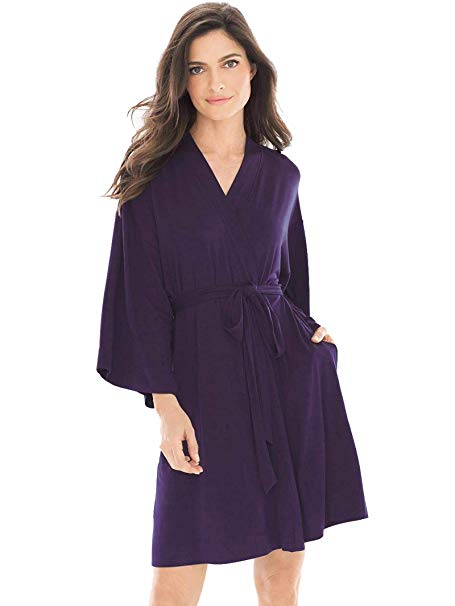 SIORO Womens Robe Femme Kimono Cotton Bathrobe, Lightweight Knit Sleepwear Short for Home Spa, S-XL