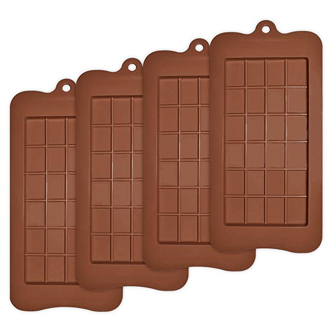 homEdge Break-Apart Chocolate, Set of 4 Packs Food Grade Non-Stick Silicone Protein and Energy Bar Molds