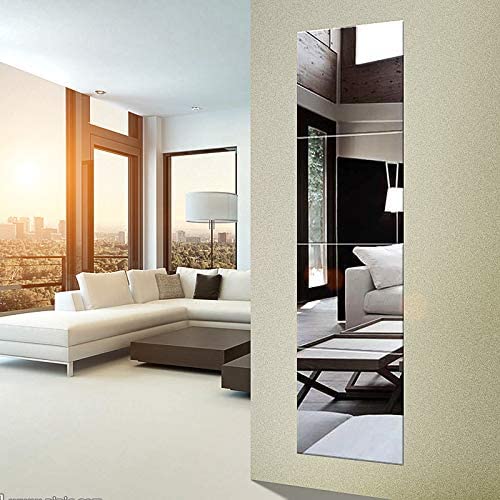 EDGEWOOD Parkwood Wall Mirrors Flexible Real Glass Flat Frameless 4-Piece Set, 14x14 Inches