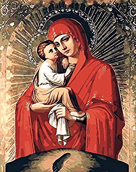 Diy Oil Painting Paint By Number Kit-Religious Madonna,16X20 Inch