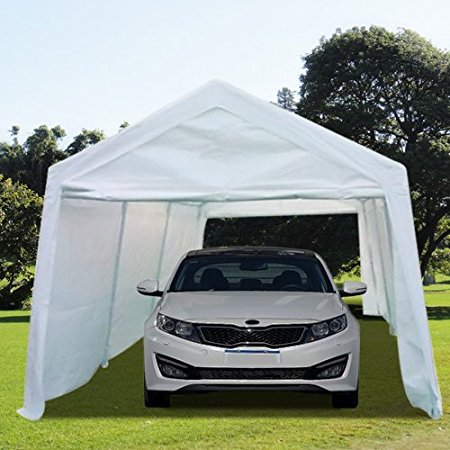 Peaktop 20' x 10' Heavy Duty Outdoor Carport Gazebo Canopy Party Tent Garage Car Shelter White
