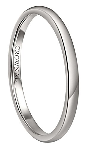 CROWNAL 8mm 6mm 5mm 4mm 3mm 2mm White Tungsten Carbide Polished Classic Dome Wedding Ring All Sizes
