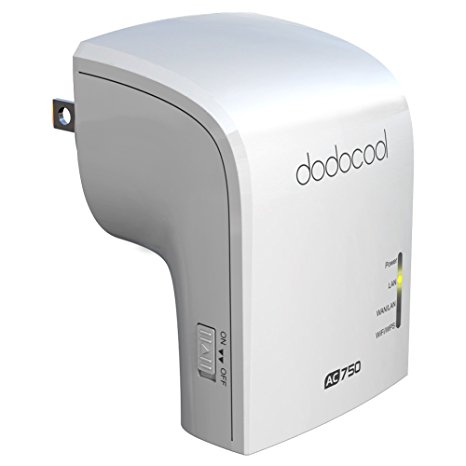 dodocool Wifi Boosters Wireless WiFi Network Range Extender AP / Repeater / Router, Smart US Wall Plug Adapter Dual Band AC750 Speed up to 5GHz 433Mbps