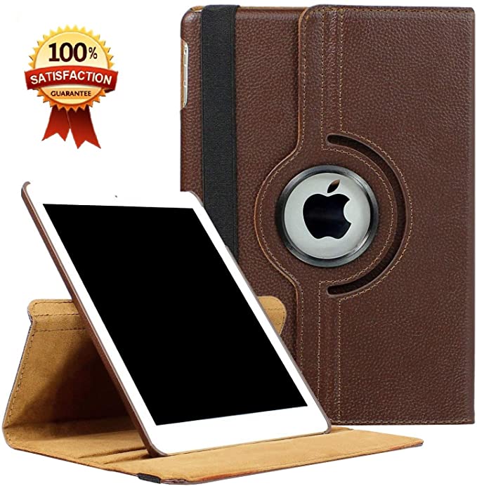 iPad Mini Case Fit iPad Mini 3 case/ipad Mini 2 case/ipad Mini 1 case - 360 Degree Rotating Stand Case Cover with Auto Wake/Sleep Compatible with Apple iPad Mini 1/2/3 case (Brown)