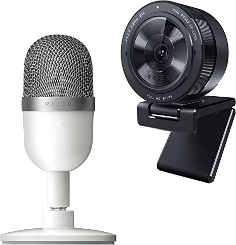 Razer Seiren Mini USB Streaming Microphone   Kiyo Pro Streaming Webcam Bundle: Mercury White