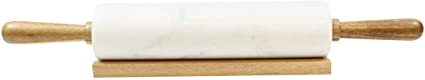 Tablecraft H14014 Elements Collection Rolling Pin, 18" x 2.5" x 2.5", Marble/Acacia