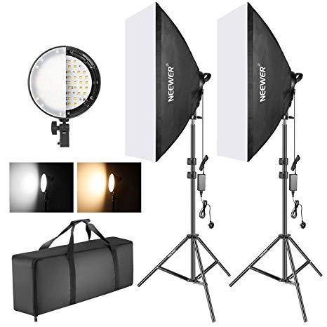 Neewer Photography Bi-color Dimmable LED Softbox Lighting Kit:20x27 inches Studio Softbox 45W Dimmable LED Light Head with 2 Color Temperature and Light Stand for Photo Studio Portrait Video Shooting