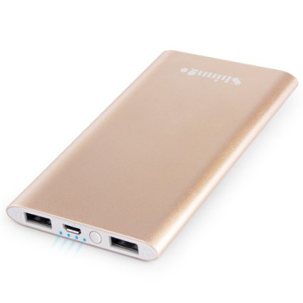 Power Bank, Shinngo 4000mAh Portable Charger Ultra Slim Dual USB External Battery Pack for iPhone, iPad, Samsung, MP3, Tablets and More Gold