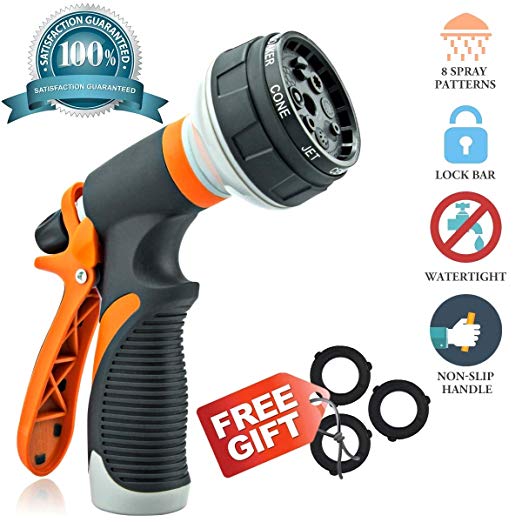 PAMAPIC Hose Nozzle Garden Hose Nozzle Hose Spray Nozzle Leak Free High Pressure Heavy Duty 8 Pattern for Watering Plant Washing Cars Pets