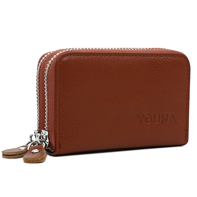 YOUNA Women's  Rfid Blocking Leather Credit Card Holder