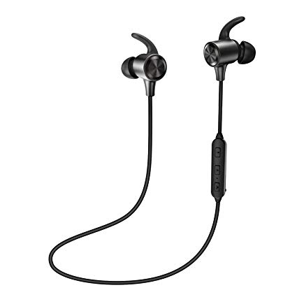 Bluetooth Headphones, Wireless Earphones : Bluetooth 4.2, IPX6, Magnetic, Noise Cancelling Mic, 9hrs Playtime Sport Earbuds APtX in Ear Sweatproof for Running, 025 BLACK-02