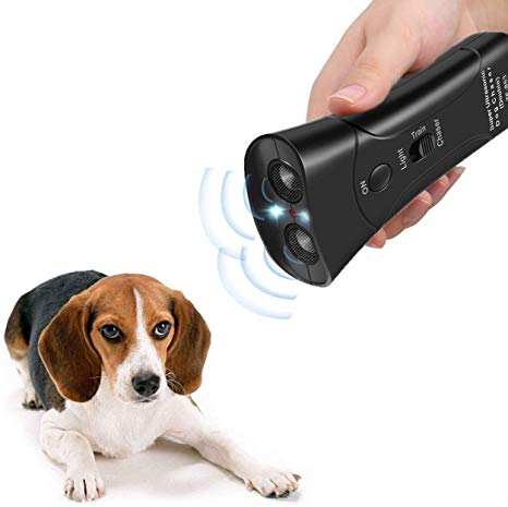 Humutan Handheld Dog Repellent, Dual Channel Electronic Animal Repellent, Handy Ultrasonic Dog Training Pet Bark Stopper for Outdoor Camping Garden