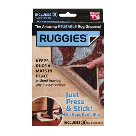 Ruggies As Seen On TV Rug Gripper Stopper Rug Pad Ruggy Washable Carpet Pad Floor Gripper Suction Grip Stopper Corner Carpet Holder include 8 adhesive sticker   8 Rug Pad