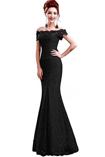 Babyonlinedress Babyonline off shoulder lace red Mermaid Evening Formal Bridesmaid dress