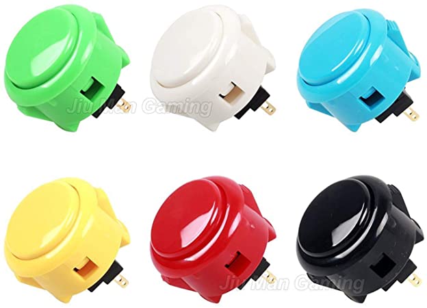 6 Piece Japan Sanwa Original OBSF-30 Push Button 30mm Buttons for Arcade Joystick & Video Game Console ( Each Color of 1 Pcs )