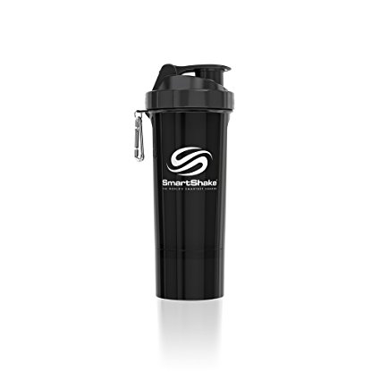 SmartShake SLIM Bottle, 17 oz Shaker Cup, Gunsmoke Black