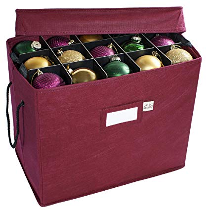 612 Vermont Christmas Ornament Storage Box with Adjustable Acid-Free Dividers, 4 Removable Trays with Handles, 16.25 Inch x 10 Inch x 13 Inch, Holds 60-3 Inch Ornaments