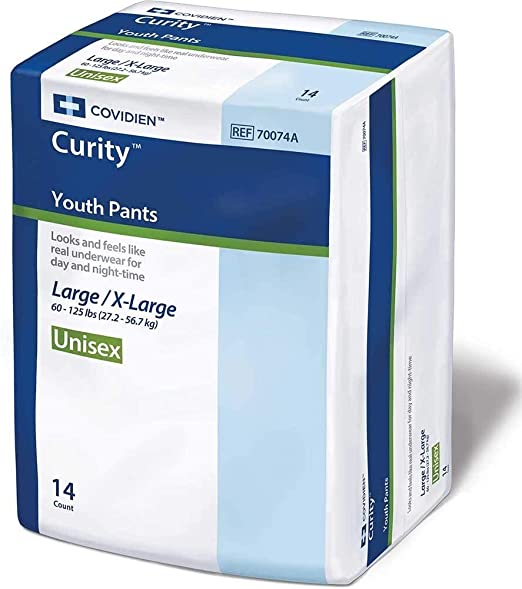 Curity Youth Pants Youth Pull-On Diapers Size Large/X-Large Case/56 (4 bags of 14)