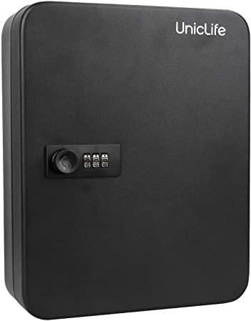 Pawfly 48 Key Cabinet Steel Security Safe Box with Combination Lock (Wall Mount) Black