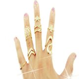 Ularmo Fashion Women Clover Leaf Star Joint Knuckle Nail Ring Set of 7 Rings