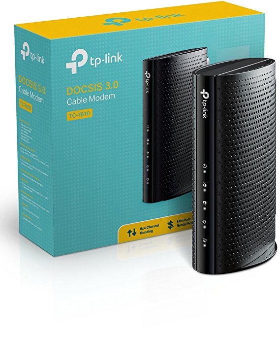 TP-LINK DOCSIS 3.0 Cable Modem, 343Mbps Download and 143Mbps Upload Data Rates (may vary with ISP), Certified for XFINITY from Comcast, Time Warner, Cablevision and Bright House Networks (TC-7610)