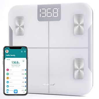 Scales for Body Weight, WeGuard Digital Bathroom Wireless Fat Smart BMI Body Composition Analyzer Health Monitor Sync 15 Data with Other Fitness Apps (White)