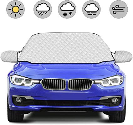 HOKEKI Car Windscreen Cover Snow Cover Magnetic Screen Cover Windshield Snow Protector Sunshade Ice and Frost Guard Waterproof Dust Cover Fit for Cars All Years Summer/Winter with Two Mirror Covers