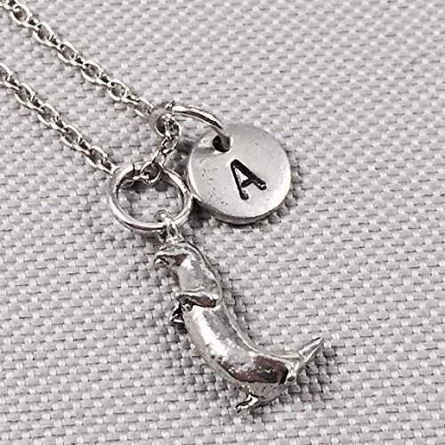 Otter charm necklace, otter necklace, sea animal charm, personalize necklace, initial charm, monogram, sea otter necklace
