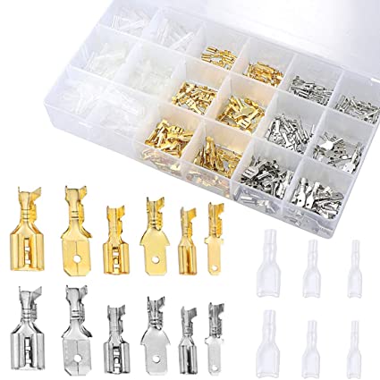 Yotako 360 Pcs Quick Splice Wire Terminal Connectors,2.8/4.8/6.3mm Male Female Wire Spade Connector Quick Butt Wire Crimp Terminal Block with Insulating Sleeve AWG 22-14 Gauge Assortment kit