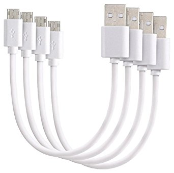InkoTimes Micro USB Cable Short 8 Inch USB 2.0 A-Male to Micro B Charge and Sync Cable (4 Pack) (White)