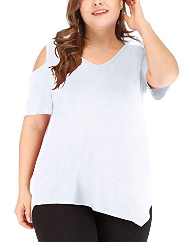 liher Women's Plus Size Tops Casual V Neck Short Sleeve Summer T Shirts 1X-5X