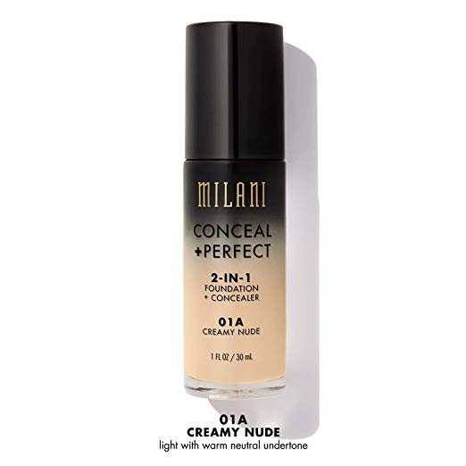 Milani Conceal   Perfect 2-in-1 Foundation   Concealer - Creamy Nude (1 Fl. Oz.) Cruelty-Free Liquid Foundation - Cover Under-Eye Circles, Blemishes & Skin Discoloration for a Flawless Complexion