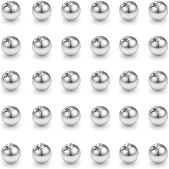 FECTAS Universal Piercing Replacement Balls 14G Body Jewelry Piercing Barbell Parts 30PCS