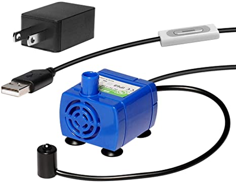 Veken Replacement Pump for Cat Water Fountain Pet Fountain Ultra Quiet Long Lifespan Water Pump with Adaptor, USB Cable, LED Lights