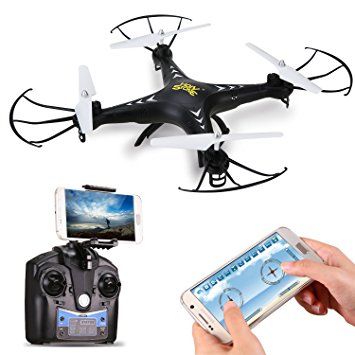 DeeRC HS110W FPV Drone with 720P HD Live Video Wifi Camera 2.4GHz 4CH 6-Axis Gyro RC Quadcopter with Altitude Hold, Gravity Sensor and Headless Mode Function RTF helicopter for Kids and Beginners