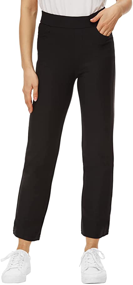 Ginasy Black Dress Pants for Women Business Casual High Waisted Stretch Ankle Work Pants Straight Leg Office Trousers