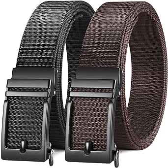 Zitahli Golf Belt 2 Pack, Mens Belt for Jeans, Ratchet Belts for men 1 3/8" Duty Belt Nylon Web Belt with Automatic Buckle