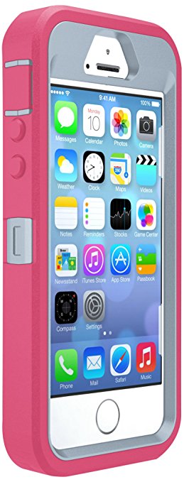 OtterBox DEFENDER SERIES Case for iPhone 5/5s/SE - Frustration Free Packaging - WILD ORCHID (POWDER GREY/BLAZE PINK)