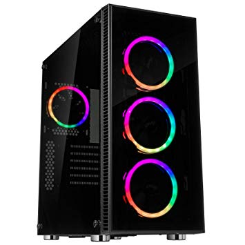 Rosewill ATX Mid Tower Gaming PC Computer Case 3 Sided Tempered Glass Dual Ring RGB LED Fans 360mm Water Cooling AIO Support Great Cable Management/Airflow - CULLINAN V500 RGB