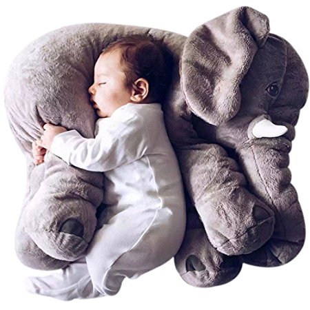 Romanstii Plush Baby Soft Elephant Sleep Pillow Large Animal Doll Kids Toys 23.5Inch … (Gray)