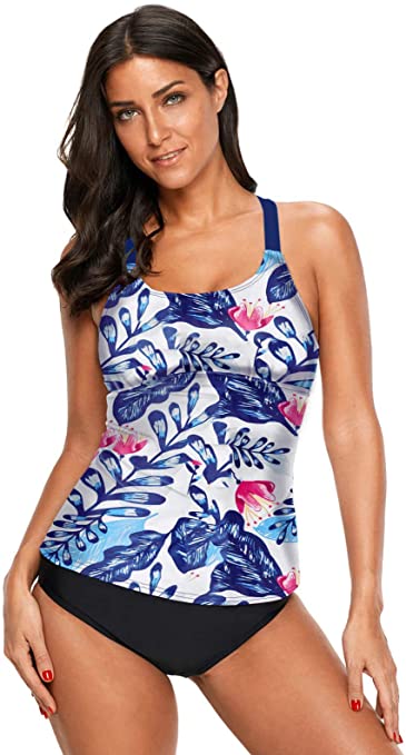 Dokotoo Womens Striped Print Racerback Tankini Swim Top No Bottom (S-XXXL)