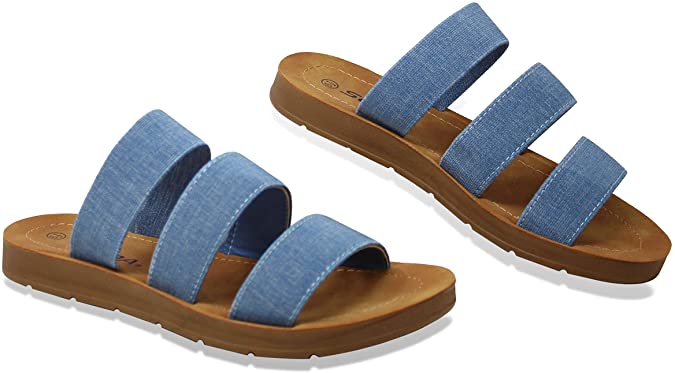 SODA Womens Stylish Comfortable Open Toe Flat Strappy Sandals
