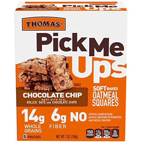 Thomas' Pick Me Ups Chocolate Chip Oatmeal Squares, 5 Pouches, 7 oz
