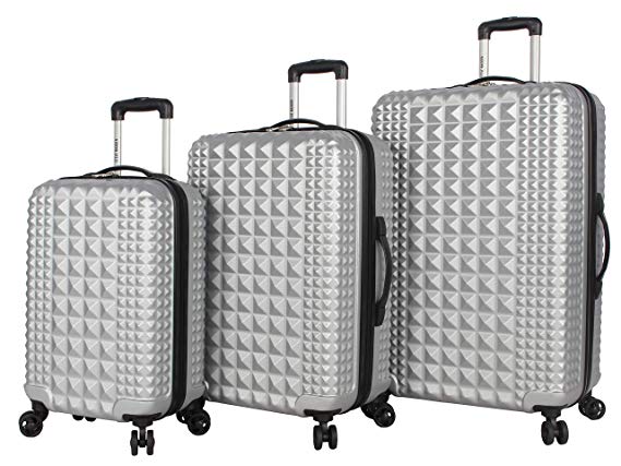 Steve Madden B-2 Hard Case 3 Piece Spinner Suitcase Set Collection (One Size, Armor Silver)