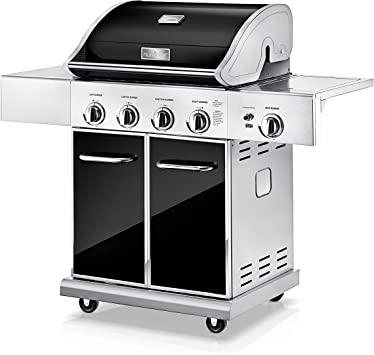 Heavy-Duty 5-Burner Propane Gas Grill - Stainless Steel Grill, 4 Main Burner with 1 side burner, 52,000 BTU Grilling Capacity, Electronic Ignition System, Built-in Thermometer - NutriChef NCGRIL2