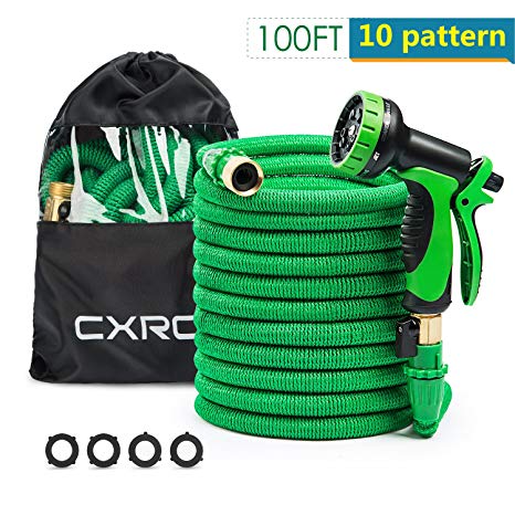 CXRCY Expandable Garden hoses, brand new double latex cores 3 times expanded car wash hoses, 3/4 inch solid brass joints, extra-strength fabrics - Flexible expansion metal hose with 10 Features