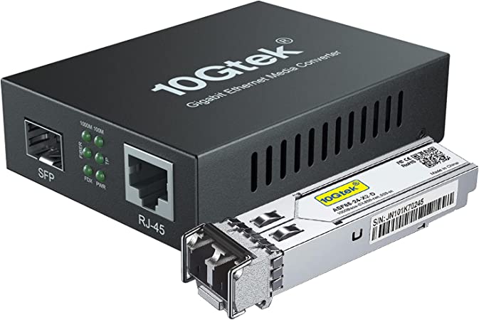 Gigabit Ethernet Fiber Media Converter with a 1Gb SFP SX LC Multimode Module, 10/100/1000M RJ45 to 1000Base-SX, up to 550m, with a British Power Adapter