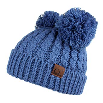 C.C Hatsandscarf Exclusives Cable Knit Double Pom Winter Beanie (HAT-60)(HAT-23)